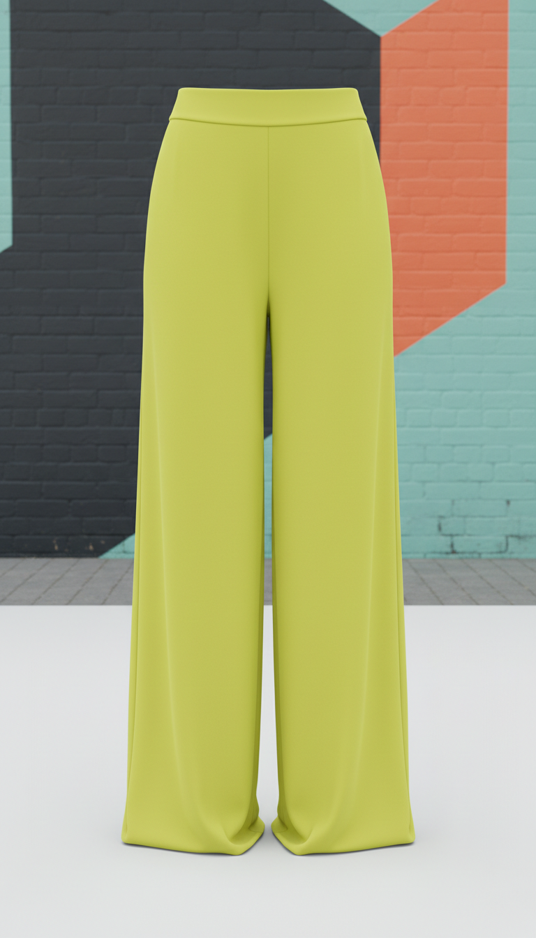 Wide-Leg Trousers in Electric Lemon