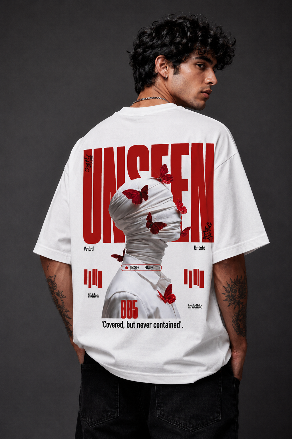 Men Oversized Graphic Printed T-Shirt | Abstract Streetwear Back Print | Premium 220 GSM Cotton