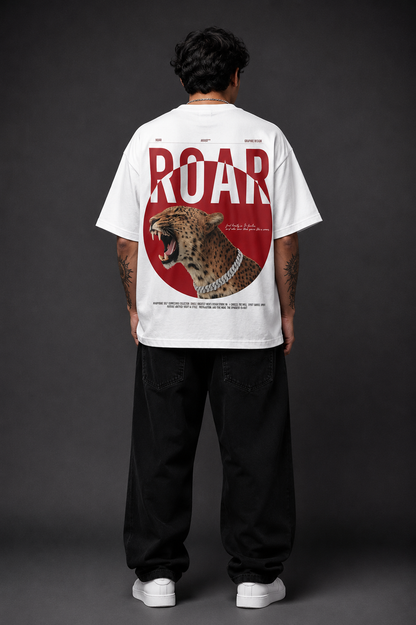Men Oversized Leopard Graphic Printed T-Shirt | Premium Streetwear Back Print | 220 GSM Cotton