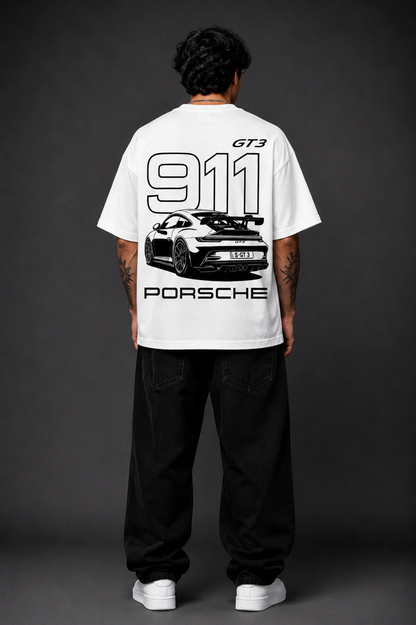 Men Oversized Premium Graphic Printed T-Shirt | Sports Car Inspired Back Print | 220 GSM Cotton