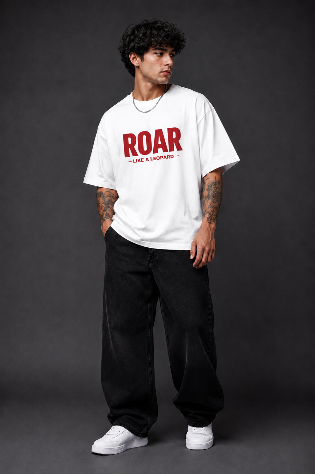 Men Oversized Leopard Graphic Printed T-Shirt | Premium Streetwear Back Print | 220 GSM Cotton