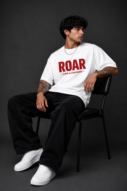 Men Oversized Leopard Graphic Printed T-Shirt | Premium Streetwear Back Print | 220 GSM Cotton