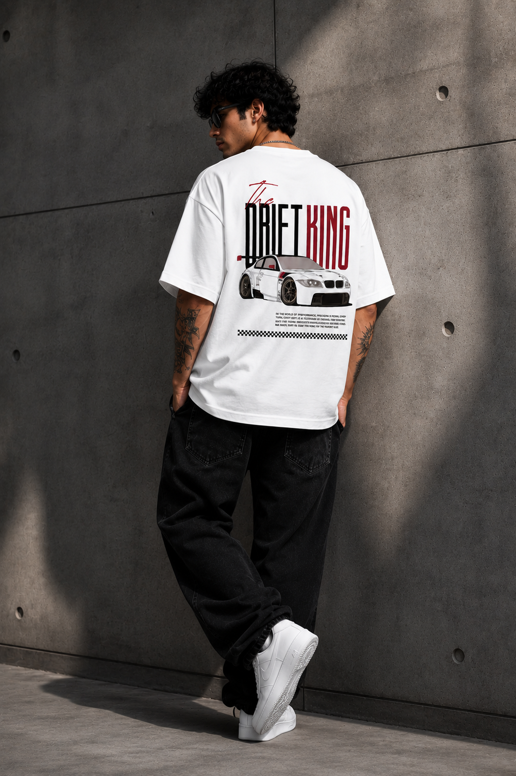 The Drift King Oversized Graphic T-Shirt is crafted for those who live life in the fast lane.