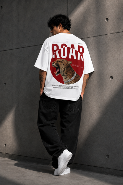 Men Oversized Leopard Graphic Printed T-Shirt | Premium Streetwear Back Print | 220 GSM Cotton