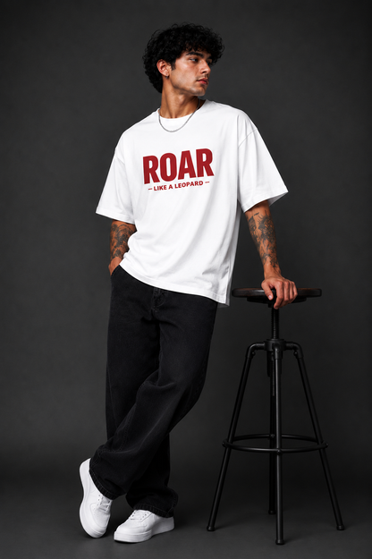 Men Oversized Leopard Graphic Printed T-Shirt | Premium Streetwear Back Print | 220 GSM Cotton