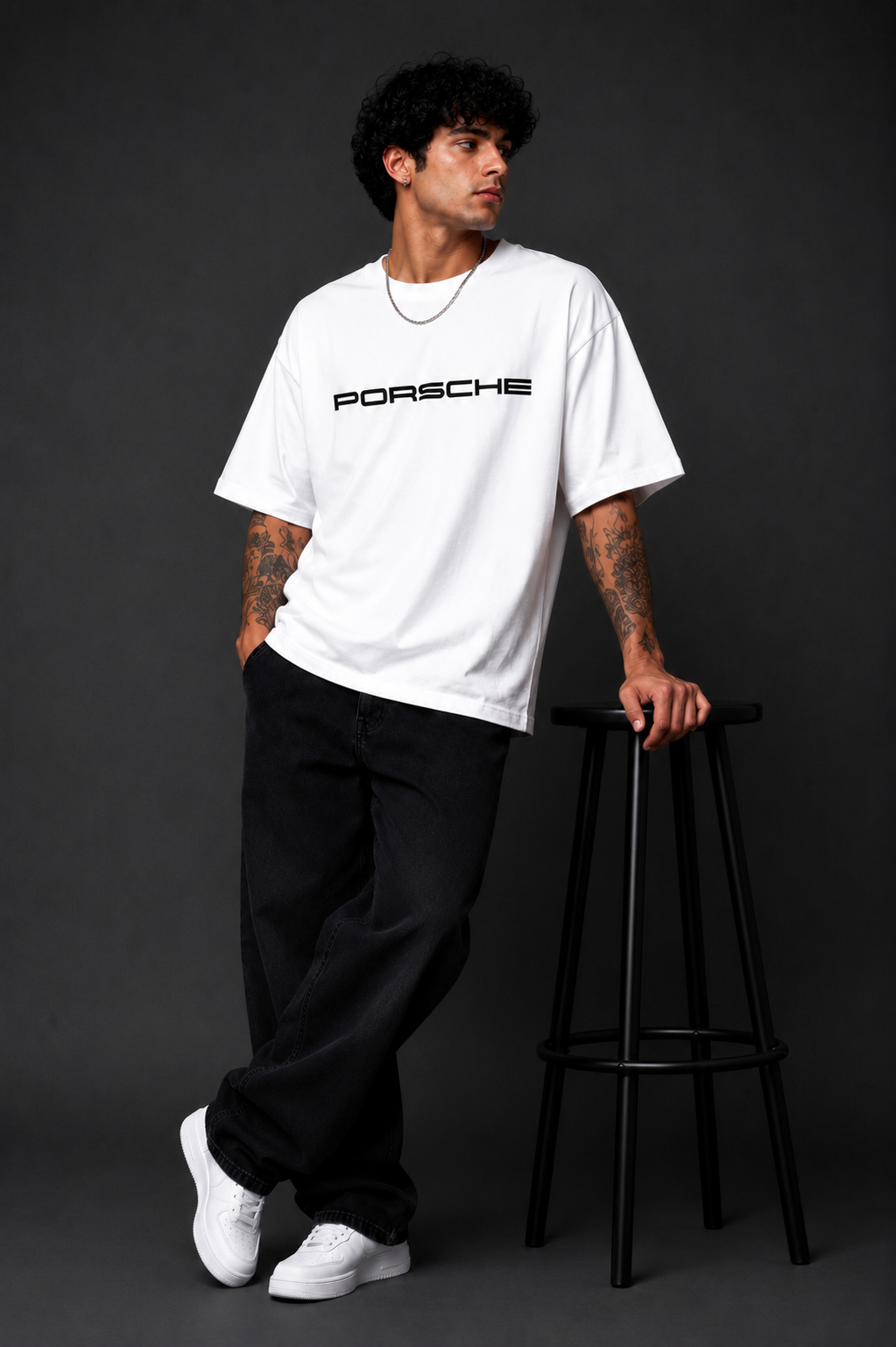 Men Oversized Premium Graphic Printed T-Shirt | Sports Car Inspired Back Print | 220 GSM Cotton
