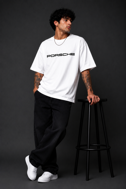 Men Oversized Premium Graphic Printed T-Shirt | Sports Car Inspired Back Print | 220 GSM Cotton