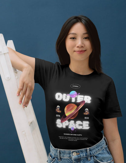 OUTER SPACE Graphic T-Shirt - Y2K-Glitch (Girls Only)