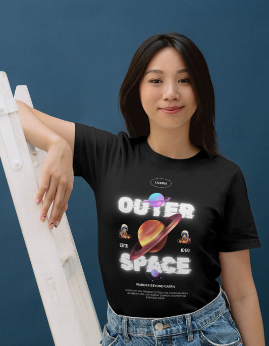 OUTER SPACE Graphic T-Shirt - Y2K-Glitch (Girls Only)