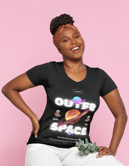 OUTER SPACE Graphic T-Shirt - Y2K-Glitch (Girls Only)